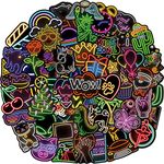 150 Pcs Cool Neon Sign Vinyl Stickers for Kids Teens Waterproof Water Bottle Stickers Pack for Laptop Phone Case Guitar Skateboard Helmet Bike Car Decals Halloween Party Favors Supplies Home Decor