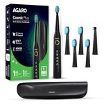 AGARO COSMIC PLUS Sonic Electric Tooth Brush For Adults With 5 Modes, 5 Brush Heads, 1 Interdental Head, Carry Case & Rechargeable With 4 Hours Charge Lasting Up To 25 Days, Power Toothbrush, (Black)