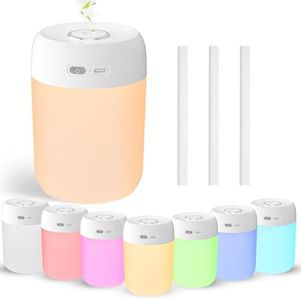 BAMCOO Small Humidifier, 650ml Colorful Mini Humidifier for Bedroom, Office, Desktop, Baby Room, Plants, Cool Mist Humidifier(White)