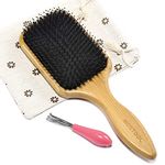 BESTOOL Hair Brush, Boar Bristle Hair Brushes for Women men Kid, Boar & Nylon Bristle Brush for Wet/Dry Hair Smoothing Massaging Detangling, Everyday Brush Enhance Shine & Health (Square)