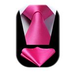 Enlision Men's 3.3" Pink Tie and Pocket Square Set Formal Wedding Party Necktie for Men - Multiple Color