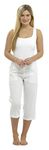 Tom Franks Ladies Linen Blend Cropped 3/4 Length Trousers White 10