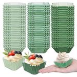 Whaline 450Pcs Gradient Green Mini Square Cupcake Liners Sage Green Cupcake Wrappers Light Green Dark Green Muffin Baking Cup for Wedding Bridal Baby Shower Birthday Party Decor