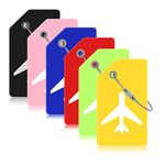 6Pack Luggage Tags, Silicone Suitcase Tags with Name ID Card Bright Color Baggage Tags for Quickly Spot Luggage Suitcase Bag