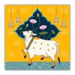 Casperme Kamdhenu Cow Vastu Prosperity Cotton Canvas Wall Painting For Living Room big size for Bedroom, Hotels & Office Decoration (24 x 24 inches) Casper_CK_03_F1