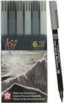 Sakura Koi Coloring Brush Pen Set - Watercolor Brush Pen Set - Assorted Colors - Gray - 6 Pack