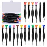 18 Pcs Glasses Screwdriver Set, Magnetic Small Screwdriver Kit with Flathead Cross Head Pentalobe Torx Star Screwdrivers Tweezers Repair Kit for Eyeglass Phone Electronics Jewelry Watch