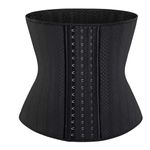 Aecibzo Women's Underbust Latex 25 Steel Boned Waist Trainer Cincher Corset Body Shaper (S/Fit Waist 24"-26", Black-Breathable)