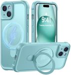 MOCCA Design for iPhone 15 Case with Magnetic Invisible Stand [Full Camera Protection] [Compatible with Magsafe] Military Drop Shockproof Translucent Matte Phone Case Cover 6.1",Blue