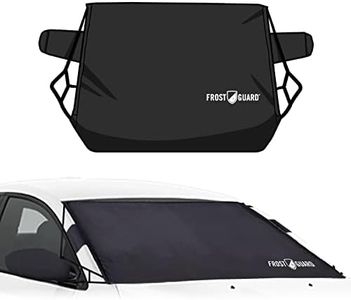 FrostGuard Deluxe | Full-Coverage Car Windshield Cover for Ice and Snow, Standard Size - Wiper Blade + Side Mirror Coverage - Fit-Fast Straps + Security Panels - Black, 41 x 59 Inches