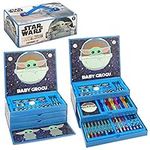 Star Wars The Mandalorian Kids 43pc Colouring Art Stationery Set with Watercolour Felt Tip Pens Crayons and Pencils Travel Set for Children