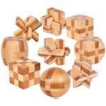 RoseFlower 9pcs Wooden Brain Teaser Puzzles Set Chinese Ancient Wood Block Puzzle Toys for Adults - Ideal Mind Toys for Kids and Teens #01