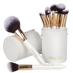 OMANIAC Professional Makeup Brushes Set (12Pcs), Pearl Flash Handles, Comfortable To Hold And Easy To Use. Full Face Travel Make up Brushes Set Professional With Case