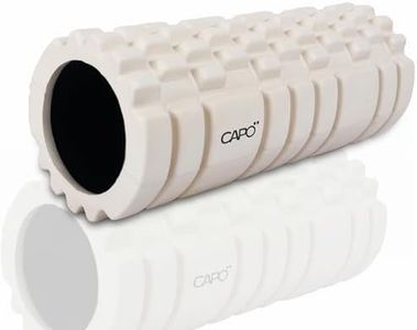 CAPO High Density Foam Roller for Back Pain, Muscle Recovery Stretching Physiotherapy Yoga, Foam Roller for Exercise Gym, Deep Tissue Massage, Myofascial Release Massage Roller, 33cm (Beige-Black)