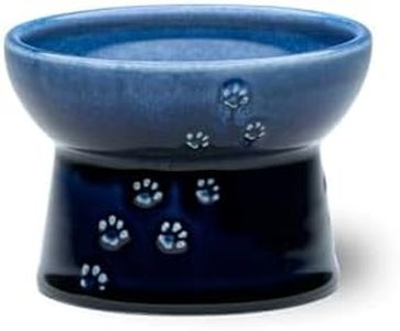 Neko-ichi Food Bowl with Legs for Cats, Mino Ware, Made in Japan (Blue, Food)