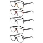 5 Pack Reading Glasses Men Women Spring Hinge Comfortable Glasses for Reading (Mix Color-1, 1.50, multiplier_x)