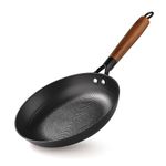 BERGNER Elements Cast Iron 20 cm Fry Pan, Pre-Seasoned for Searing/Browning/Caramelizing/Frying/Toasting, Olive Green Silicone Handle, Induction Bottom and Gas Stove Ready