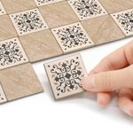 iLAND Dollhouse Flooring on 1/12 Scale 1/6 Scale, Miniature Dollhouse Accessories, 30pcs Double-Sided Dollhouse Floor Tiles (Swords in Vines & Marbeling Pattern)