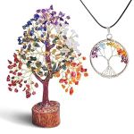 Crystal House Seven Chakra Tree of Life for Positive Energy | Crystal Tree Good Luck | Room Decor 7 Chakra | Spiritual Tree | Money Tree | Crystals and Healing Stones (Multi+Bracelet)