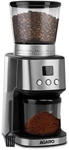 AGARO Supreme Coffee Grinder, Conical Burr Grinder, 31 Grinding Settings, Pulse Mode, Adjustable Digital Timer, Single Dose Grinder for Espresso Filter Dripper Moca, Espresso, Silver