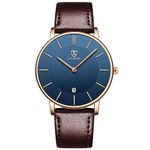 Watches, Mens Watches, Watches for Men Montre Homme Classic Wrist Watch Minimalist Fashion Analog Quartz Watch Leather Band with Date