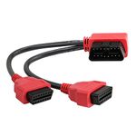 iKKEGOL 30cm/12 Right Angle OBD2 OBD II Y Splitter Cable 1x Male and 2X Female J1962 Port Cord Adapter-Red