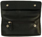 Quality Designer Fine Leather Tobacco Pouch with Rubberised Lining (Black)(Size: S)