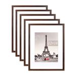 kennethan 12x16 Picture Frame Rustic Brown 5 Pcs in 1 set 12x16 Frame can Display 8.5x11 inch Picture with Mat or 12x16 inch Picture Without Mat on the Wall