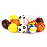 VEYLIN 12 Pieces Soft Foam Sponge Sports Balls Mini Foam Balls Football Basketball Tennis Baseball Rugby and Volleyball for Kids