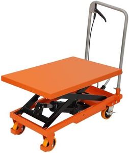 GAOMON 1 Orange Sturdy Steel Hydraulic Scissor Cart with Wheels - 500lbs Capacity, 28.5" Lift Height, Non-Slip Pad, Ideal for Material Handling.