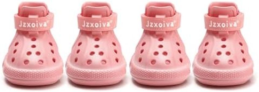 JZXOIVA Dog Shoes for Hot Pavement, Dog Booties for Small Dogs, Breathable Dog Boots & Paw Protectors, Adjustable Non-Slip Rain Booties, Waterproof Pets Sandals for Beach Pink Size 2