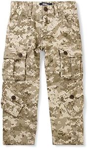 OCHENTA Boys Cargo Pants with 8 Pockets Casual Hiking Slacks Combat Trousers for Kid, Camo S, 12-13 Years