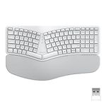 DELUX Wireless Ergonomic Split Keyboard with Backlit and Palm Rest for Natural Typing and Reduce Hands Pain, 2.4G Wireless and Bluetooth, Scissor Switch, for Windows and Mac (GM902Pro-White)