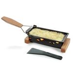 BOSKA Raclette Cheese Oslo - Partyclette - Raclette Grill 2 Persons on Teawarmers - Characteristic Wood with Spatula [Complete your Guilty Meals with Melted Cheese or Grilled Vegetables]
