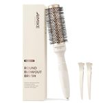 AIMIKE NaturaVol Round Brush for Blow Out, Small Round Hair Brush for Short Hair, Nano Thermal Ceramic Tech Hairbrush for Blow Drying & Curling, with 2 Clips (32mm Barrel, 53mm Bristle)