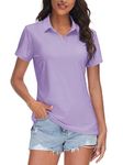 TACVASEN Women's Polo Short Sleeve SPF Shirts Lady Golf Shirts Dry Fit UPF 50+ Collar Shirt for Tennis Sports, Light Purple, L