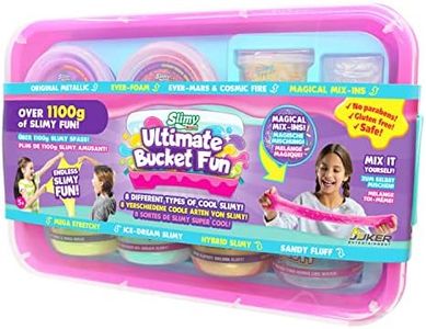 SLIMY Ultimate Bucket Fun - Original Slimy Slime Set with 8 Different Play Masses and Magical Mix-Ins, Maximum Fun for Children with Slime and Elastic Play Clay in Gift Set