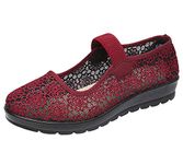 missfiona Womens Hollow Out Granny Walk Shoes Breathable Soft-Soled Mary Jane Flats Dance Shoes(8.5, Red)