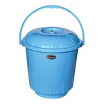 Chetan Virgin Plastic Unbreakable, Durable & Lightweight Strong Bucket with Lid and Handle for Storage, Bathroom Use - 25 Liters, Pack of 1, (Multicolor)