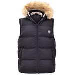 SoulCal Mens Cal 2 Zip Gilet Sleeveless Jacket Hooded Warm Black M