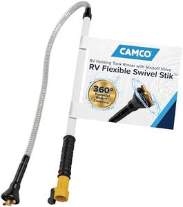 Camco Camper/RV Holding Tank Swivel Stik Rinser | Features Powerful Rotary Cleaning Action & 34-Inches of Flexible Reach | Equipped with 1/4 Turn Shutoff Valve & Ergonomic Easy Grip Handle (40074)