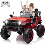 GarveeLife 24V 2 Seater Kids Ride On Toy for Big Kids, 4 Wheeler Truck Car Play Car with 5.5MPH Max Speed, Remote Control, Accelerator Pedal, Treaded Tires, Steering Wheel, Music and Story, Red