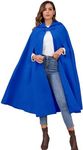 Gihuo Cape Poncho Women's Hooded Maxi Cloak Coat Winter Warm Long Cloak Dress Robe Cosplay Costumes Outerwear (Blue, One Size)