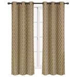 Willow Jacquard Taupe Grommet Blackout Window Curtain Panels, Pair / Set of 2 Panels, 42x84 inches Each