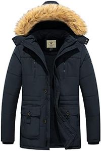 WenVen Men's Winter Puffer Coat Fleece Lined Parka Jacket (Navy,M)