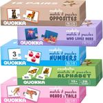 QUOKKA 5X MEGASET Toddler Puzzles Ages 2-4 - Matching Games for Kids Ages 3-5 - Numbers Animals Opposites ABC Learning for Toddlers 1-3 Year Old - Educational Toy Activities for Boy and Girl