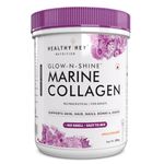 HealthyHey Glow-N-Shine Marine Collagen - Hydrolyzed Fish Collagen Peptides | Type 1 & 3 Collagen Supplement with Hyaluronic Acid | For Skin, Hair, Nails (Unflavoured, 200,g)