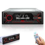 Audio Wheels Car Radio Bluetooth Single DIN Car Stereo Audio, MP3 Player Car Stereo 1 DIN with Bluetooth Handsfree/FM/Dual USB/TF/AUX/EQ/Quick Charge, with Wireless Remote Control (S-720)