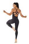 LOVESOFT Women's Sleevesless Bodysuit Dance Unitard, Backless Bodycon Rompers Jumpsuits for Workout Yoga, Black, Medium