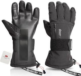 devembr Snowboarding Gloves with Wrist Guards, Ski Gloves Touchscreen, Snow Gloves Waterproof, Black, XS